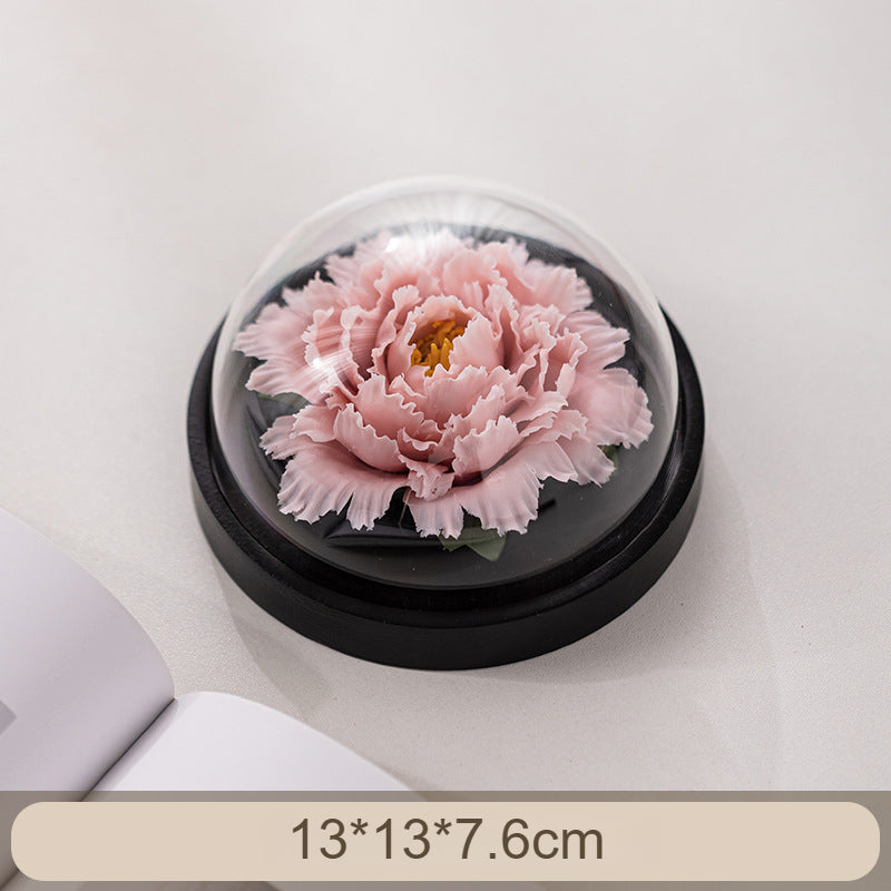 Handmade Ceramic Peony Flower Decor - Realistic Desktop & Car Ornament with Perfume Function