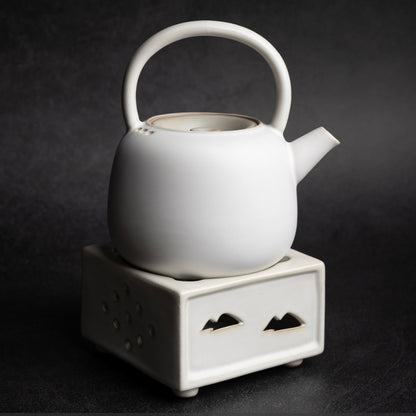 Handcrafted Pewter-Glazed Teapot - Retro Style Gongfu Tea Pot with Lotus Bud Design
