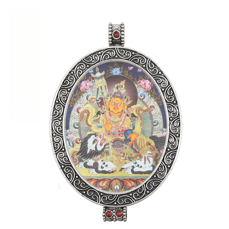 Thangka Pendant - Oval Design with Openable Micro Thangka Box