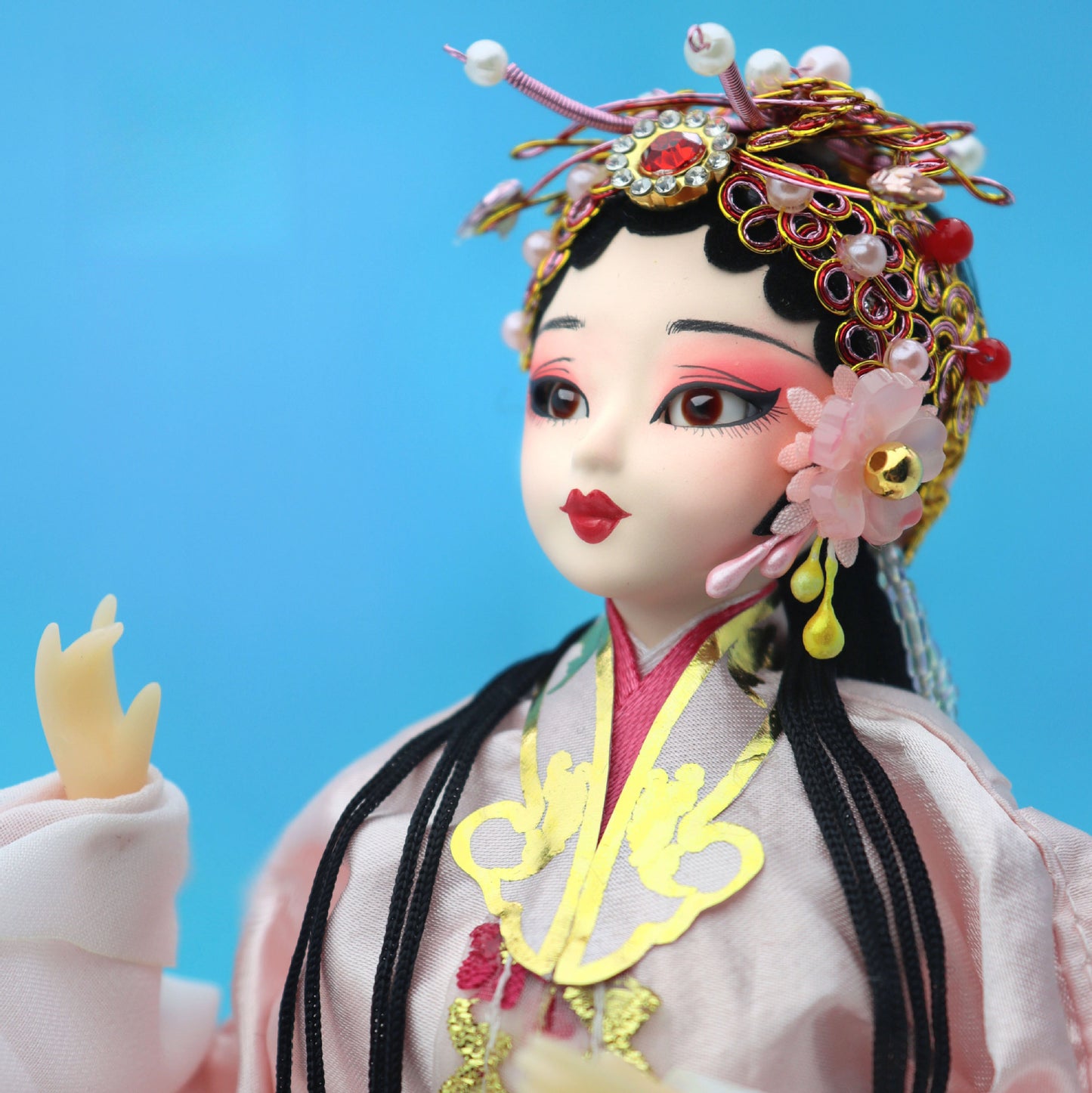 Beijing Opera Face Mask Doll – Handcrafted Silk Figurine, Traditional Chinese Art