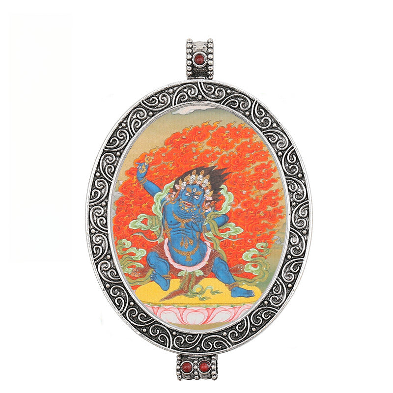 Thangka Pendant - Oval Design with Openable Micro Thangka Box
