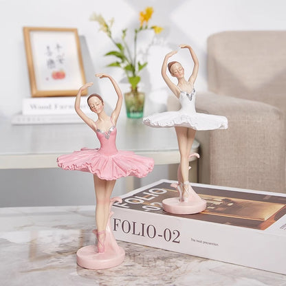 Dancing Girl Resin Figurine - Artistic Ballet Dancer for Room or Bookshelf Decoration