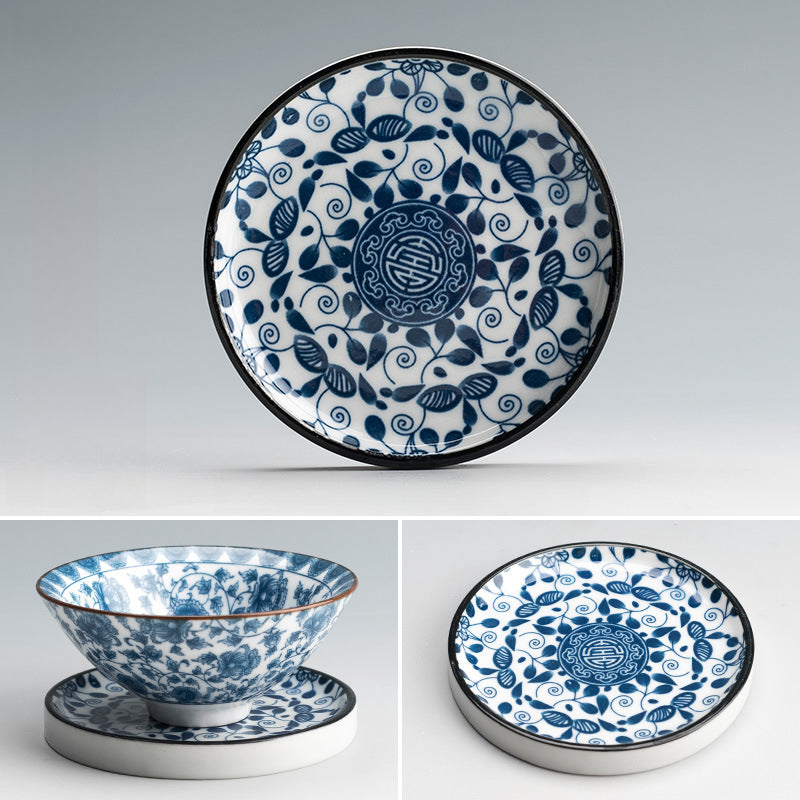 Blue and White Porcelain Coaster - Ceramic Tea Cup Mat for Hot Drinks (8.5cm Diameter)