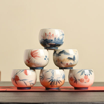 Hand-Painted Owner's Tea Cup - Large Ceramic Gongfu Tea Cup (150ml, 6.5x6cm, 6 Designs Available)