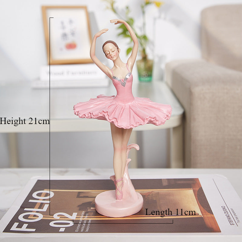 Dancing Girl Resin Figurine - Artistic Ballet Dancer for Room or Bookshelf Decoration