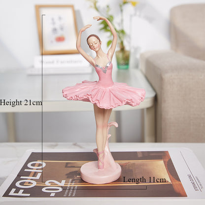 Dancing Girl Resin Figurine - Artistic Ballet Dancer for Room or Bookshelf Decoration