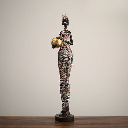 African Art Statue: Graceful Female Sculpture for Home and Office Decoration