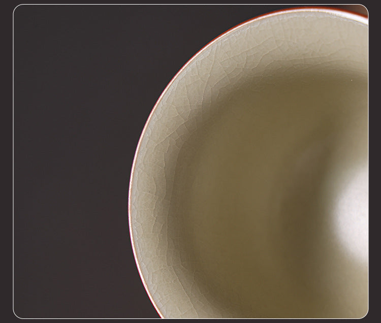 Ru Kiln Blue-and-White Gaiwan - 200ml Antique-Style Tea Set with Interlocking Flower Design (10.5cm Diameter, 9.9cm Height)