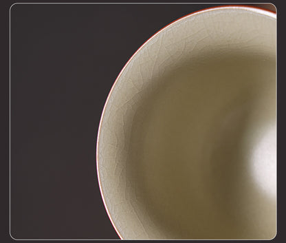 Ru Kiln Blue-and-White Gaiwan - 200ml Antique-Style Tea Set with Interlocking Flower Design (10.5cm Diameter, 9.9cm Height)