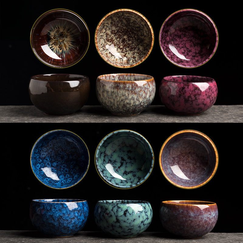 Jianzhan Kiln-Transformed Tea Cup - Handmade Ceramic Tea Bowl (120ml, 8x5cm)