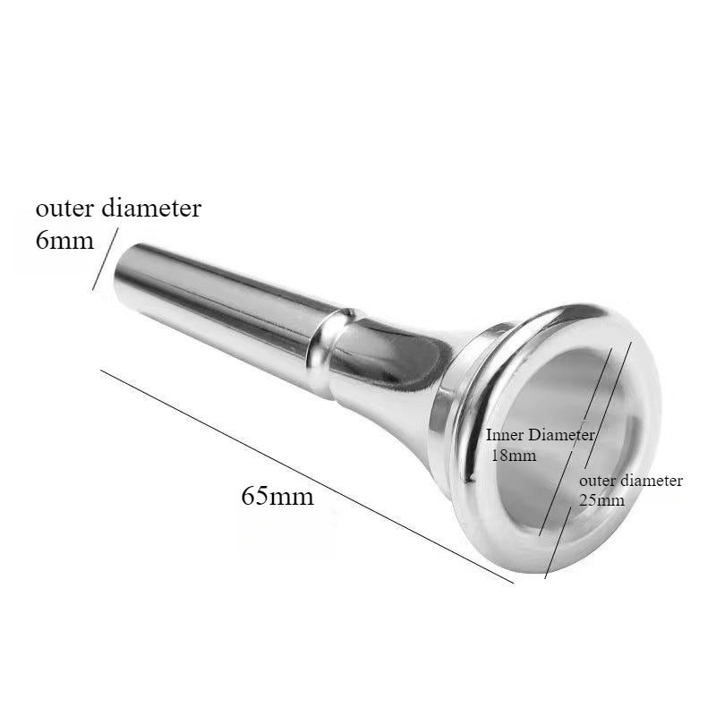 French Horn Mouthpiece - Silver-Plated Brass Professional Mouthpiece (65mm Length, 6mm Shank)