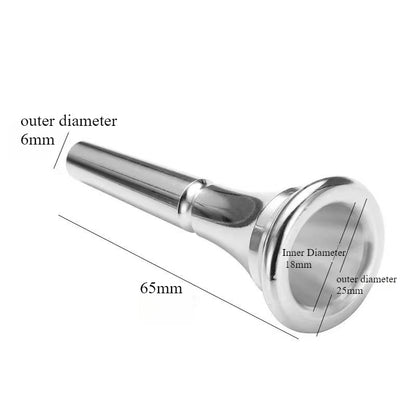 French Horn Mouthpiece - Silver-Plated Brass Professional Mouthpiece (65mm Length, 6mm Shank)