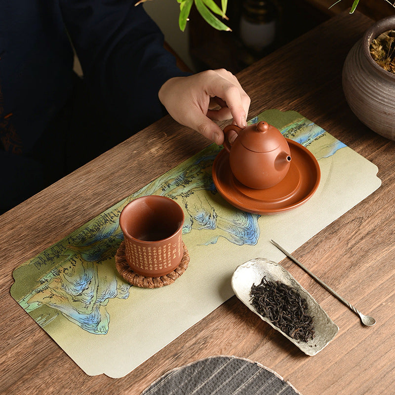 Chinese Tea Table Mat - Waterproof Ink Painting Tea Tray Cloth (44x19.5cm, 5 Designs)
