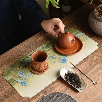 Chinese Tea Table Mat - Waterproof Ink Painting Tea Tray Cloth (44x19.5cm, 5 Designs)