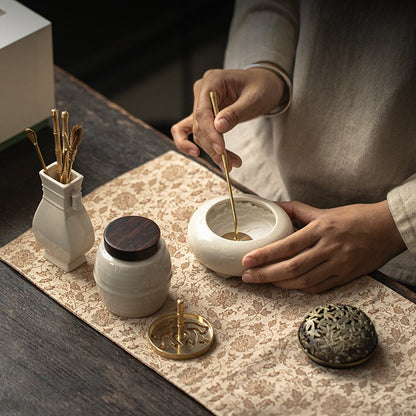 Song Style Incense Set - 6-Piece Ceramic Starter Kit with Tools & Box (45.7x23.4cm)