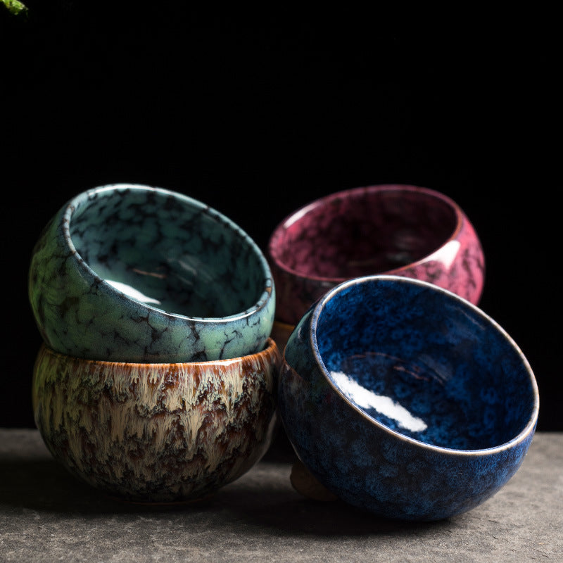 Jianzhan Kiln-Transformed Tea Cup - Handmade Ceramic Tea Bowl (120ml, 8x5cm)