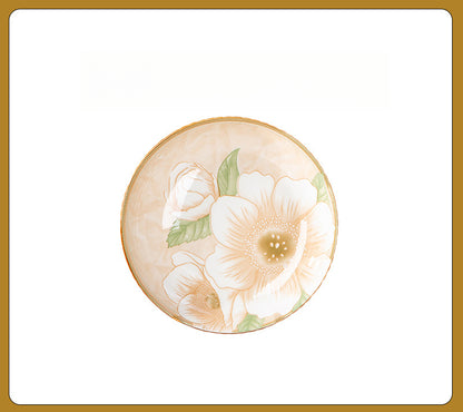 Camellia Ceramic Dinnerware Set - Japanese Style Tableware (11.8cm Rice Bowl, 20.3cm Plate, 23cm Chopsticks)