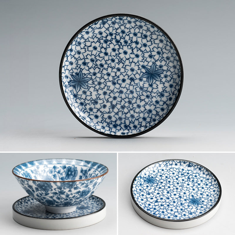 Blue and White Porcelain Coaster - Ceramic Tea Cup Mat for Hot Drinks (8.5cm Diameter)