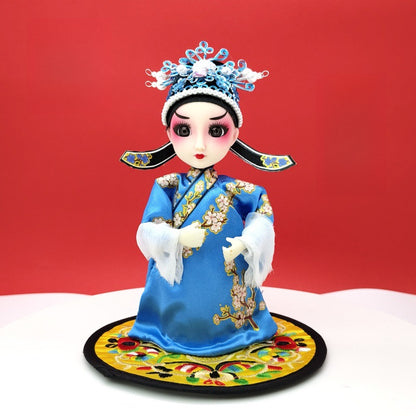 7-Inch Silk Chinese Opera Doll - Traditional Handmade Peking Opera Flower Dan Figurine