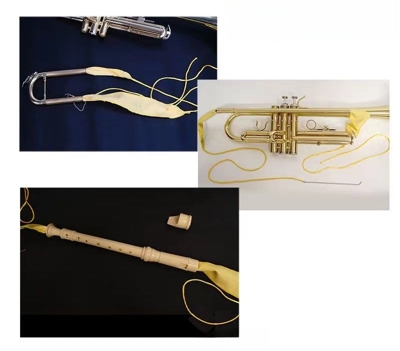 Recorder Cleaning Swab with Weighted String - Double-Sided Flannel Cloth for Recorder/Trumpet/Oboe (Yellow, Non-Shedding)