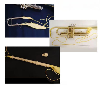 Recorder Cleaning Swab with Weighted String - Double-Sided Flannel Cloth for Recorder/Trumpet/Oboe (Yellow, Non-Shedding)