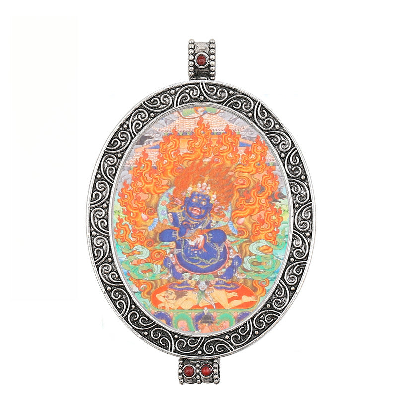 Thangka Pendant - Oval Design with Openable Micro Thangka Box
