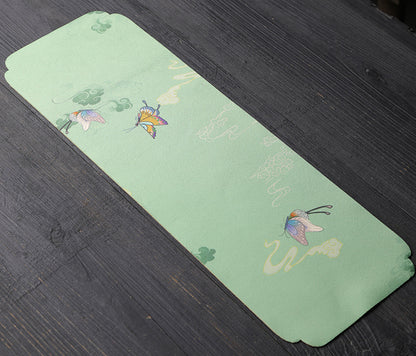 Silk Tea Ceremony Mat - Double-Sided Waterproof Tea Tray (45x15cm, Mulberry Silk with Non-Slip Base)