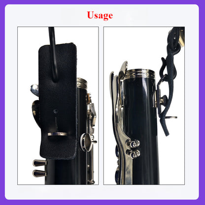 Clarinet/Oboe/Bassoon Neck Strap - Adjustable Leather & Nylon Strap with Metal Hook (4cm Wide, 43-58cm Length)