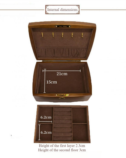 Double-Layer Wooden Jewelry Box – Vintage European Style Jewelry Organizer, Classic Home Storage for Accessories