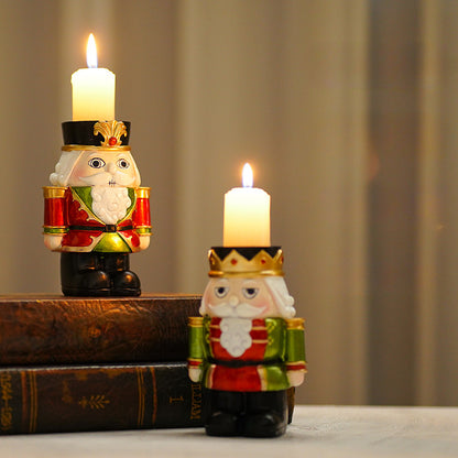 European Style Nutcracker Candle Holder: Perfect Home Decor for Living Room or Table, Resin Ornament for Christmas Tree