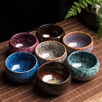 Jianzhan Kiln-Transformed Tea Cup - Handmade Ceramic Tea Bowl (120ml, 8x5cm)