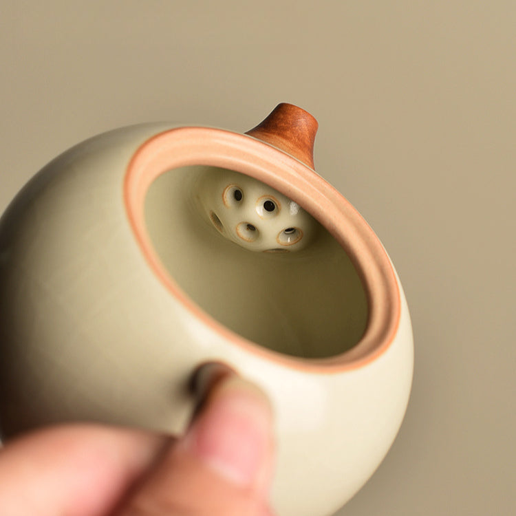 Beige Ru Kiln Tea Set - 3-Piece Gongfu Ceramic Set with Teapot & Cups (Tea Tray Included)