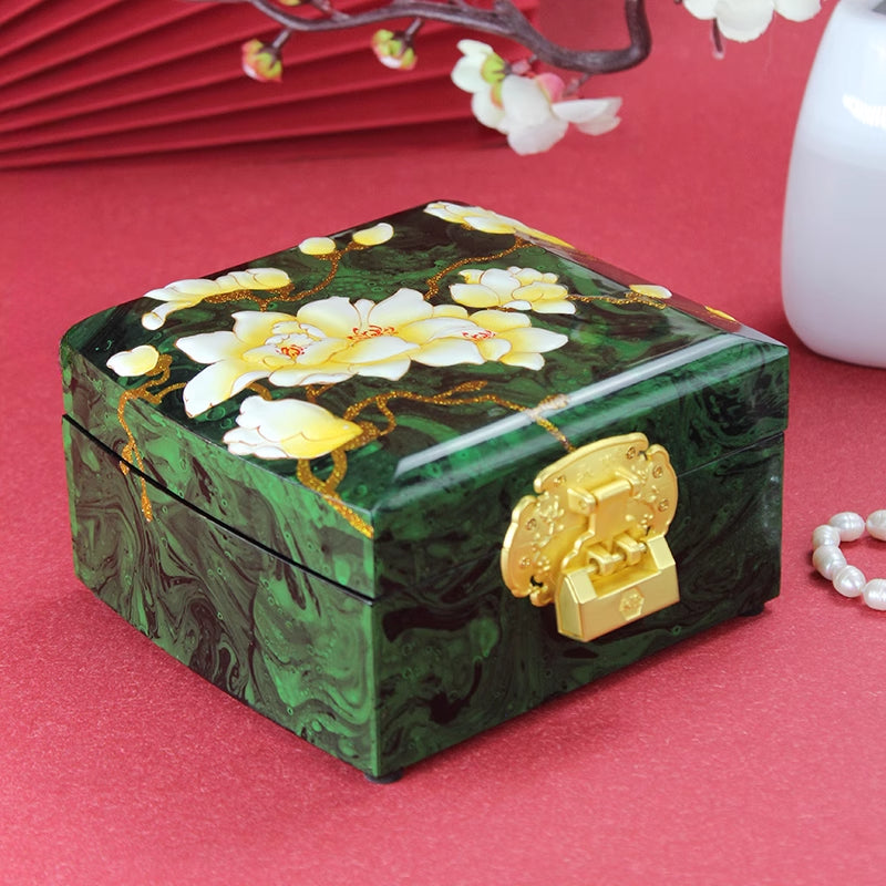 Jewelry Box Handmade Retro Lock Large Capacity Storage Box China Intangible Cultural Heritage Jewelry Box