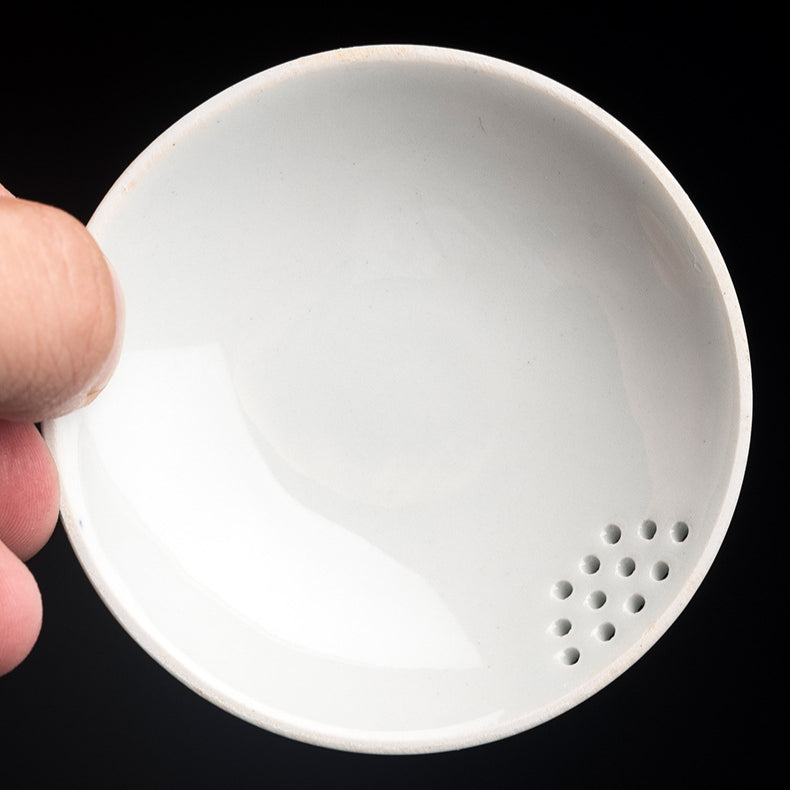 Jingdezhen Blue & White Lidded Tea Bowl - Perforated Cover Ceramic Gongfu Tea Set (170ml, 10x10cm)