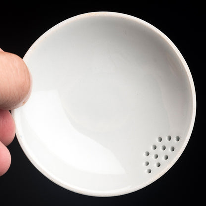 Jingdezhen Blue & White Lidded Tea Bowl - Perforated Cover Ceramic Gongfu Tea Set (170ml, 10x10cm)