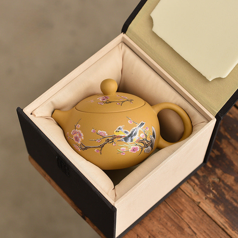 Duan Clay "Phoenix Song" Teapot - Color-Changing Purple Clay Teapot with Bird Song Effect (200ml, Two Styles)