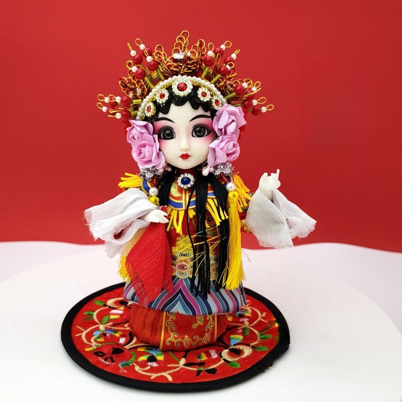 7-Inch Silk Chinese Opera Doll - Traditional Handmade Peking Opera Flower Dan Figurine