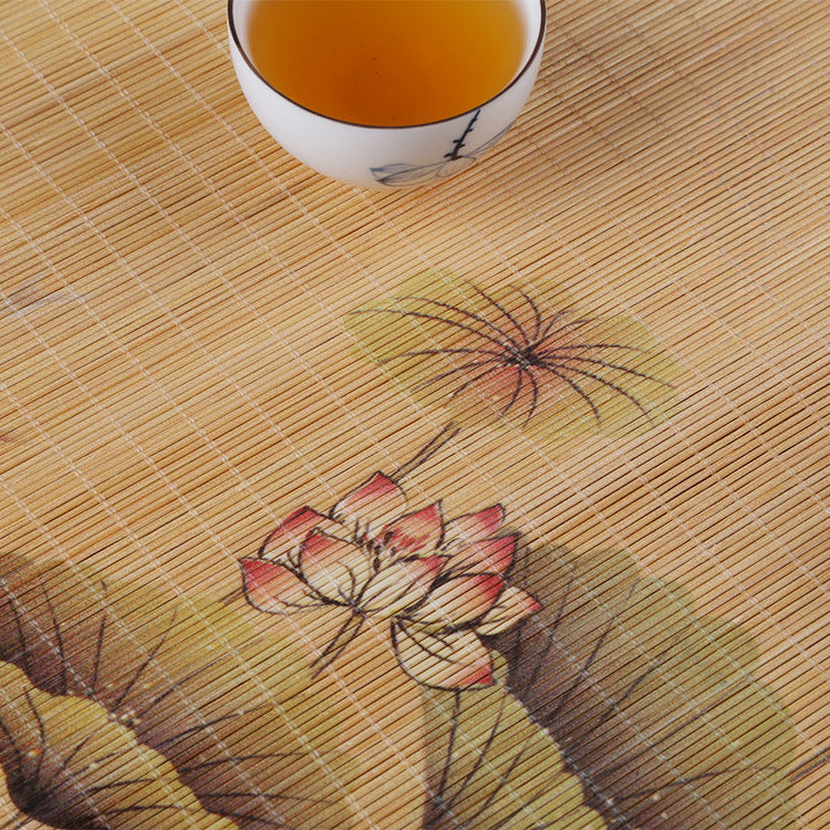 Bamboo Tea Mat Set - Waterproof 3D Printed Chinese Design (3 Sizes: 10x46cm/30x60cm/30x135cm, 6 Patterns)