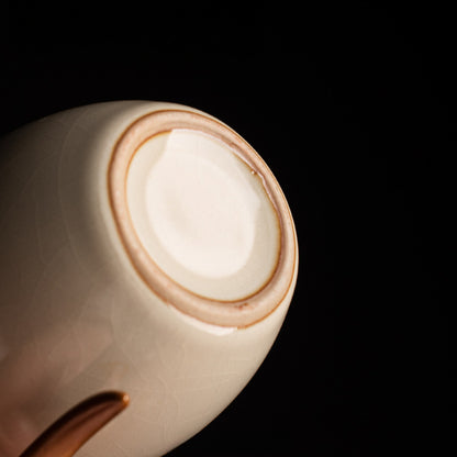 Beige Ru Kiln Fairness Cup - Crackle Glaze Ceramic Tea Divider with Side Handle (Multiple Sizes Available)