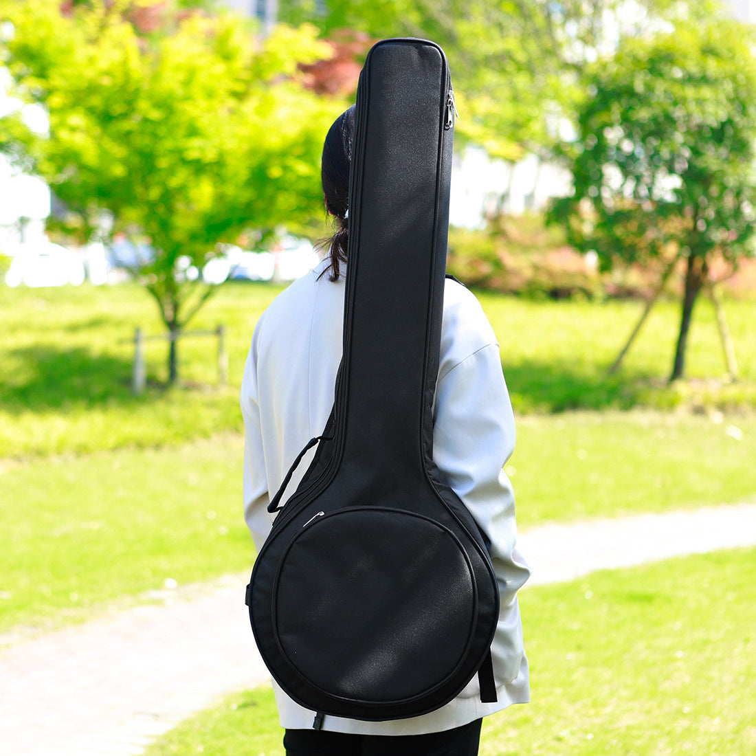 5-String Banjo Case – Waterproof Oxford Fabric, Dual Metal Zippers & Reinforced Padding (Black)