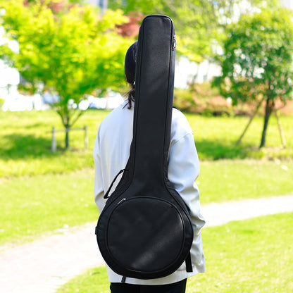 5-String Banjo Case – Waterproof Oxford Fabric, Dual Metal Zippers & Reinforced Padding (Black)
