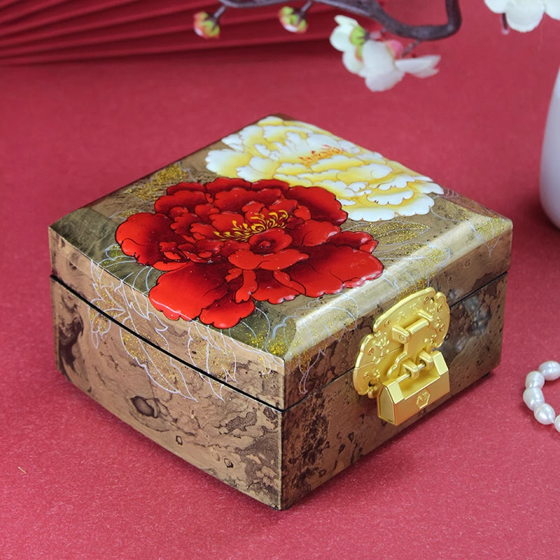 Jewelry Box Handmade Retro Lock Large Capacity Storage Box China Intangible Cultural Heritage Jewelry Box