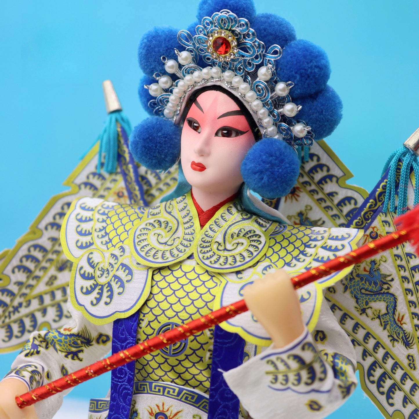 Beijing Opera Face Mask Doll – Handcrafted Silk Figurine, Traditional Chinese Art