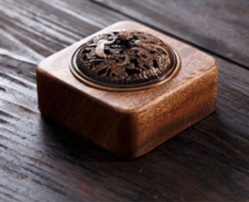 Walnut Wood Incense Burner – Round Shape Natural Wooden Incense Holder for Home & Tea Room