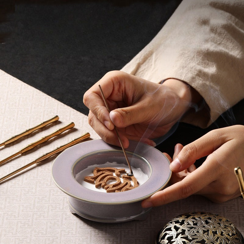 Celadon Incense Art Set - Ceramic Incense Burner with Seal Incense Tools for Sandalwood & Agarwood