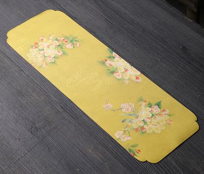 Silk Tea Ceremony Mat - Double-Sided Waterproof Tea Tray (45x15cm, Mulberry Silk with Non-Slip Base)