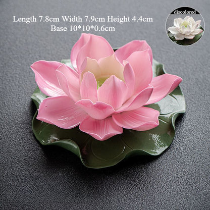 Handmade Color-Changing Lotus Flower Tea Pet – Zen Style Incense & Kung Fu Tea Accessory