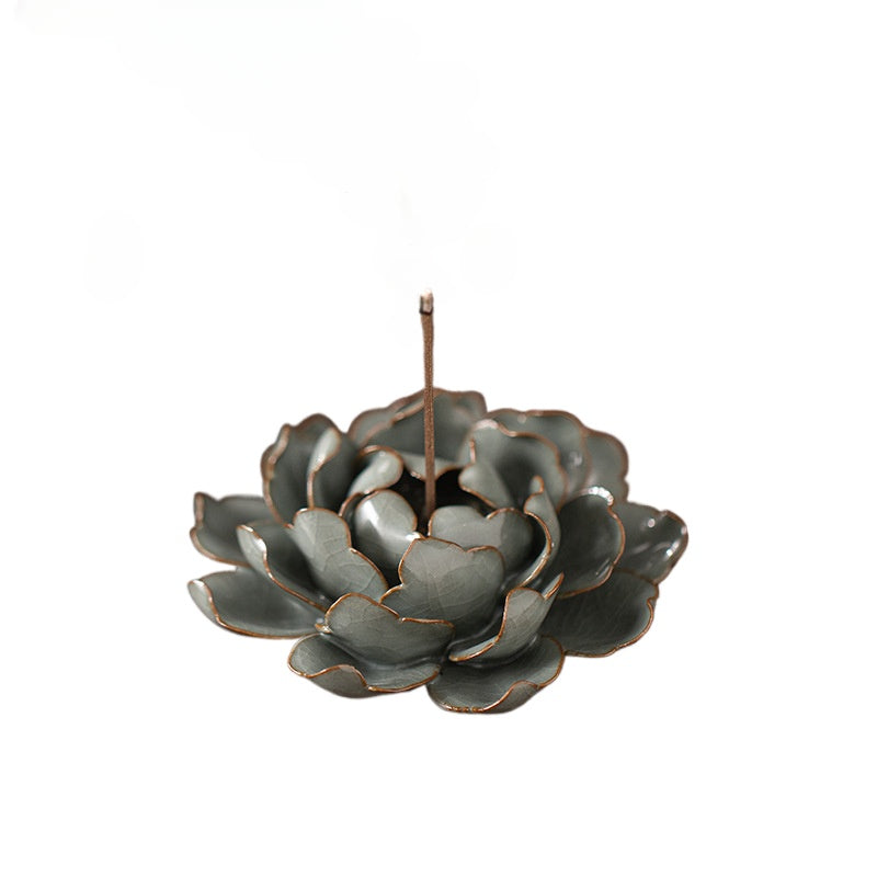 Handmade Ceramic Lotus Incense Holder - Elegant Stick Incense Burner for Home, Tea Table & Meditation (3 Sizes)