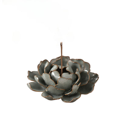 Handmade Ceramic Lotus Incense Holder - Elegant Stick Incense Burner for Home, Tea Table & Meditation (3 Sizes)