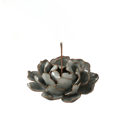 Handmade Ceramic Lotus Incense Holder - Elegant Stick Incense Burner for Home, Tea Table & Meditation (3 Sizes)